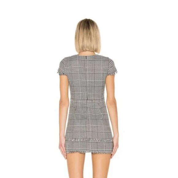 Lovers + Friends Houndstooth Black White Zander Mini Dress Small - Picture 2 of 7